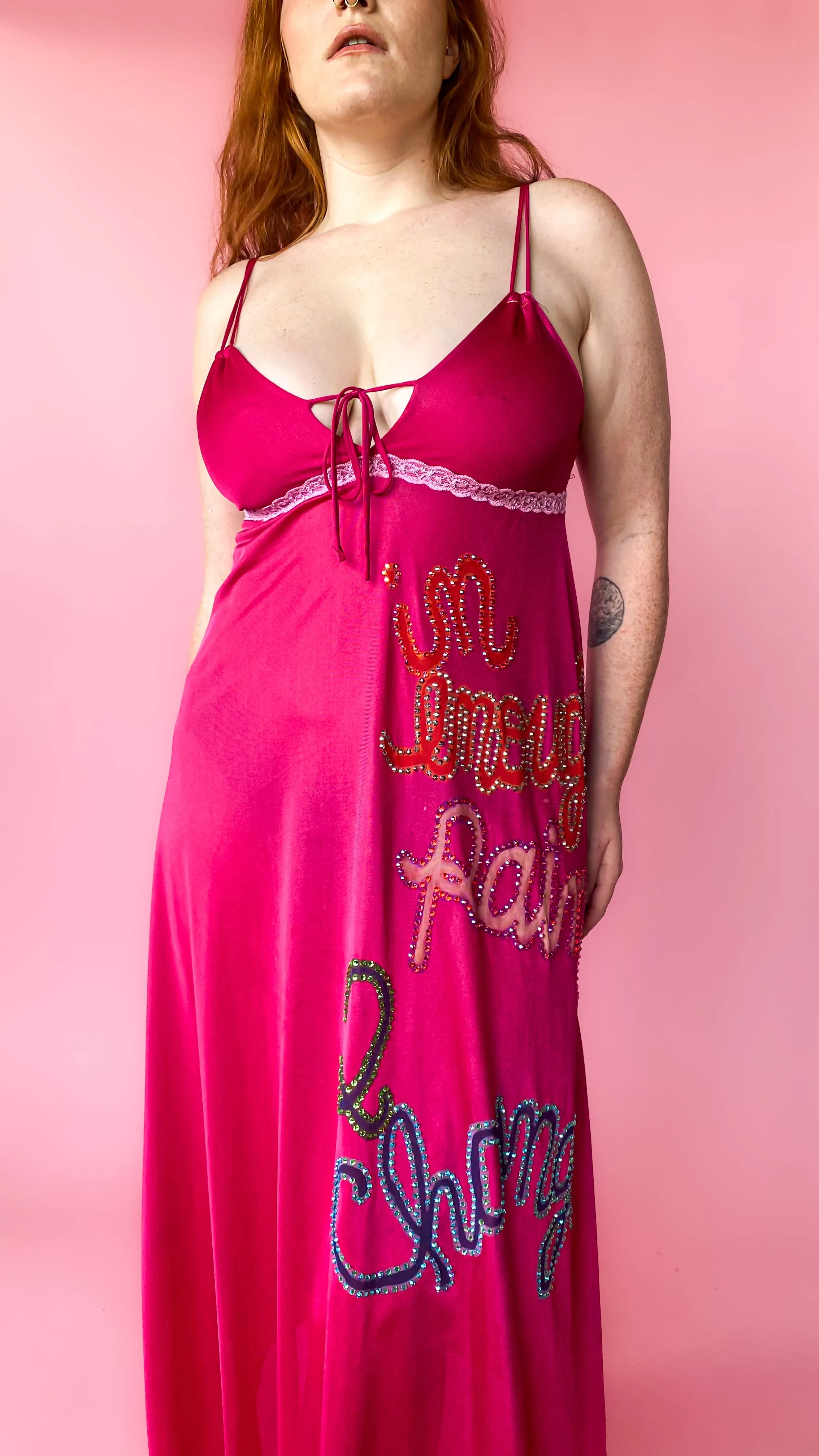 Acid Cat Fuchsia Maxi Slip Dress, sz. S/M