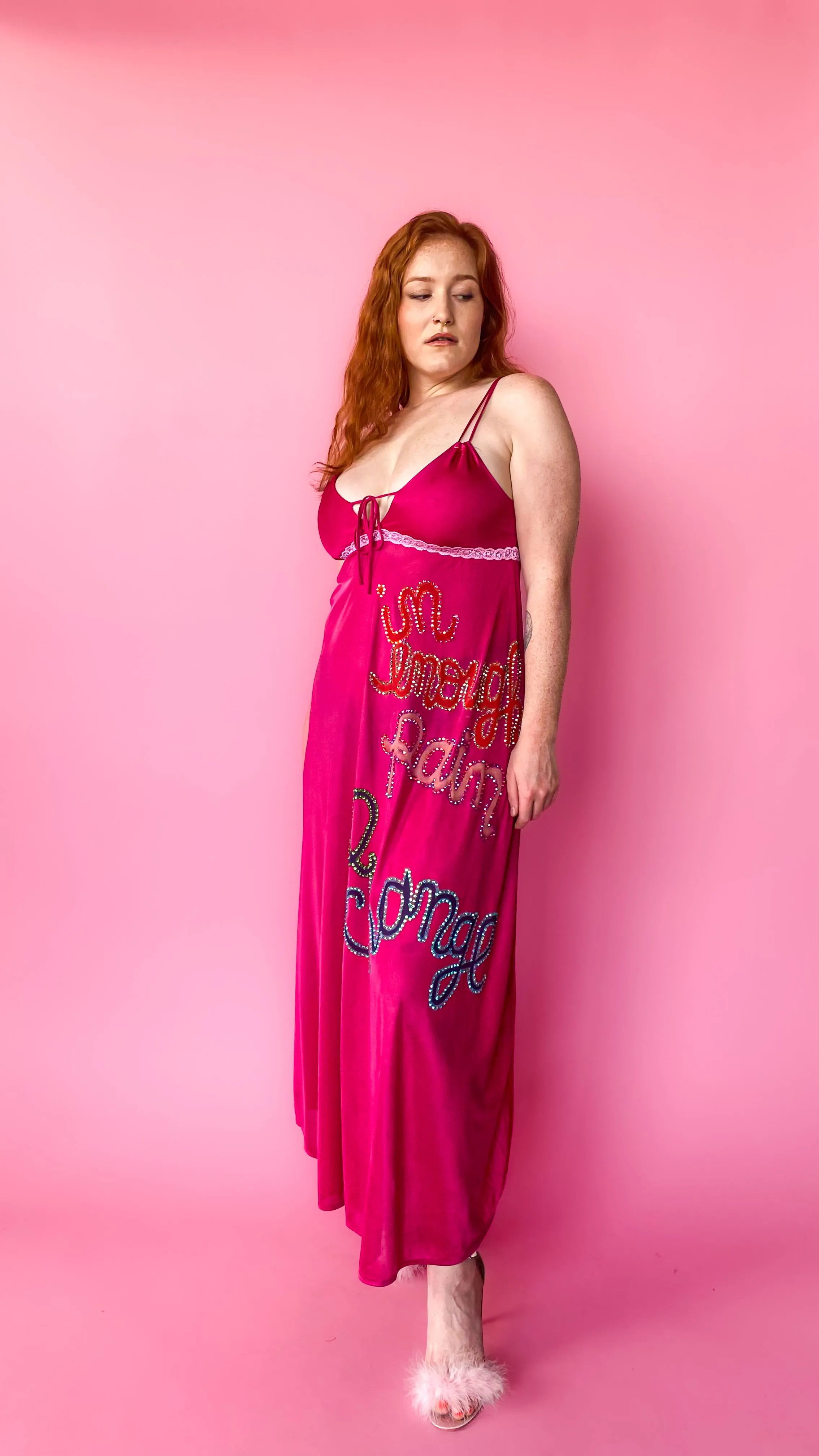 Acid Cat Fuchsia Maxi Slip Dress, sz. S/M