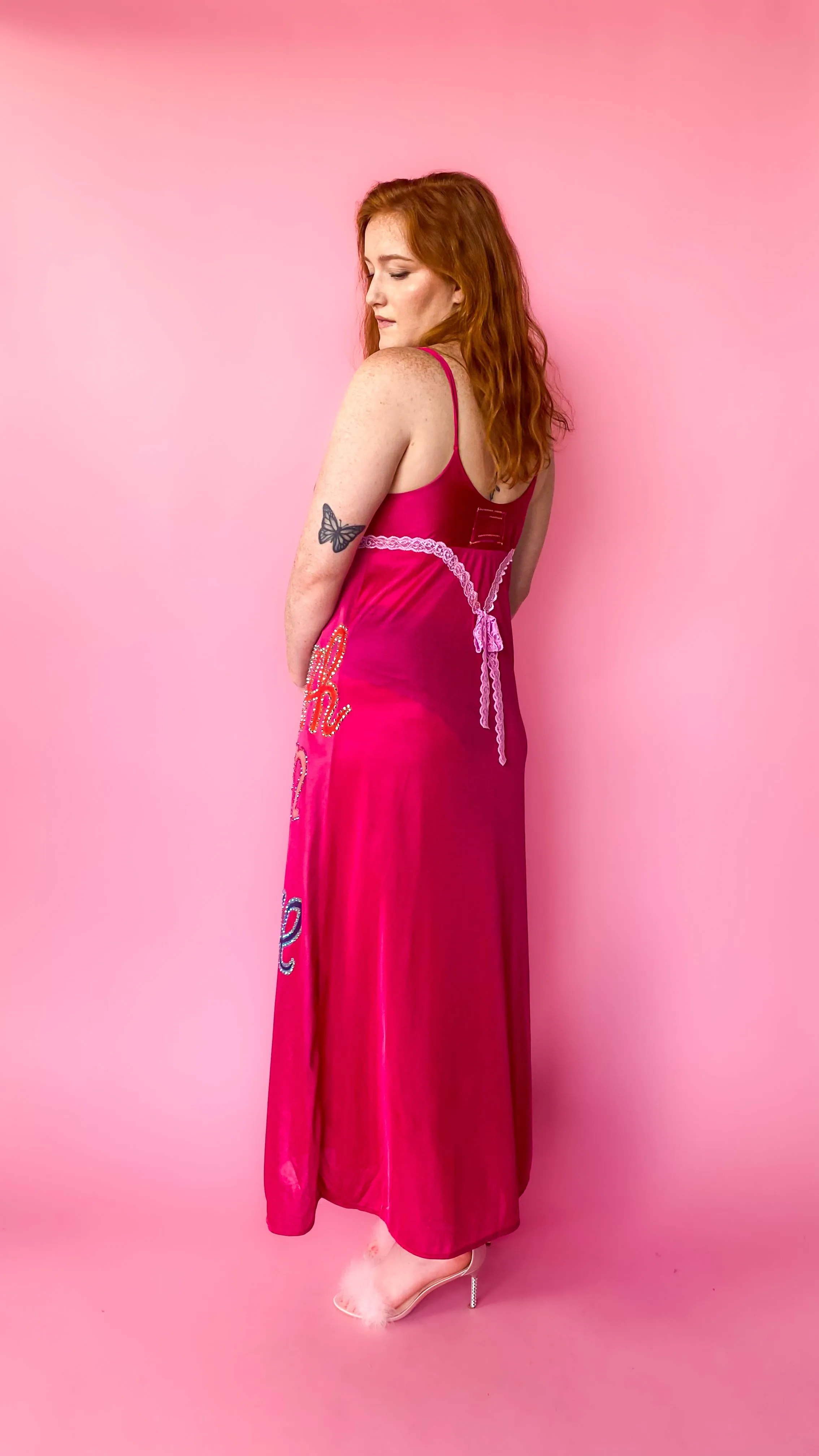 Acid Cat Fuchsia Maxi Slip Dress, sz. S/M