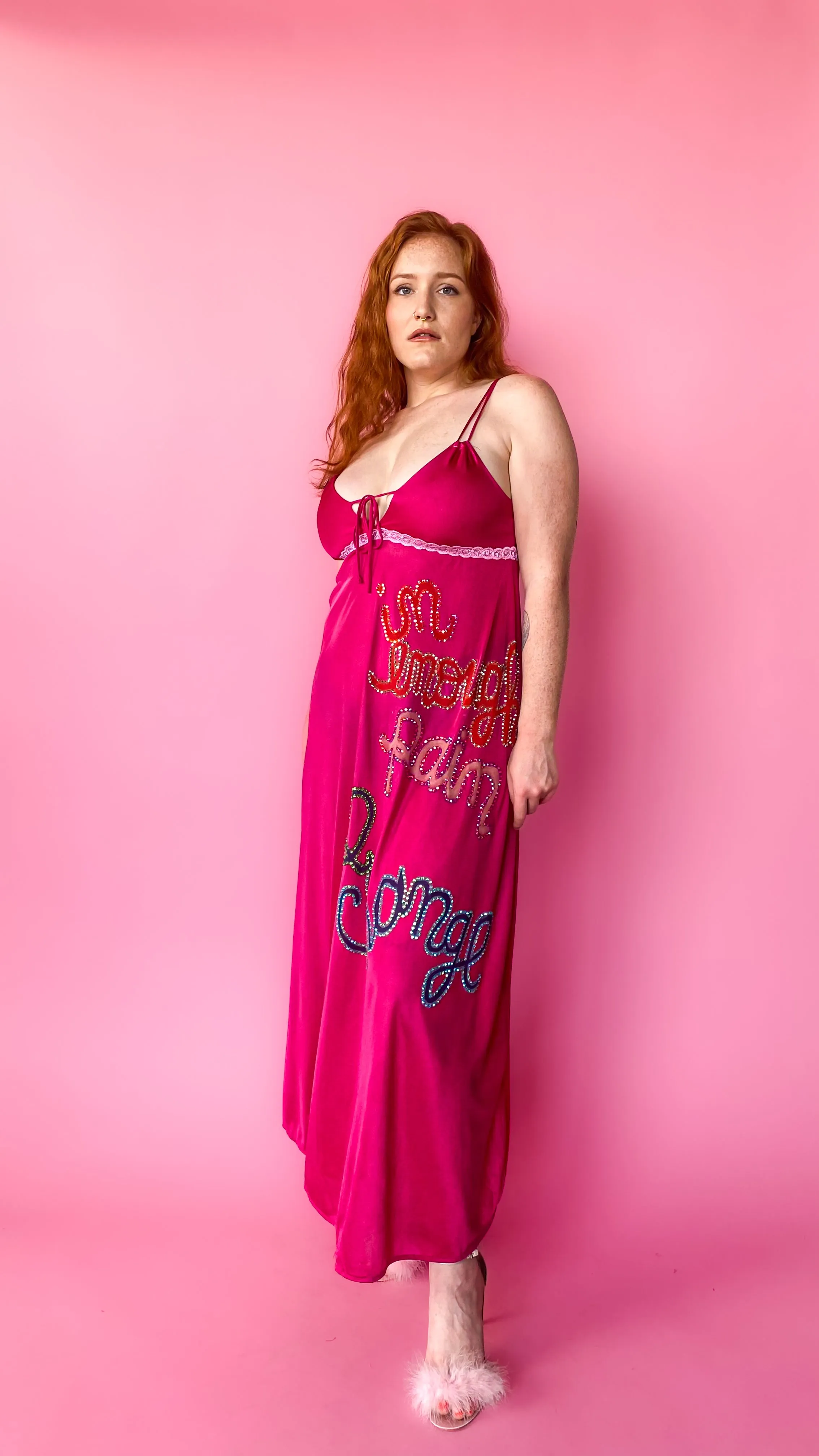 Acid Cat Fuchsia Maxi Slip Dress, sz. S/M