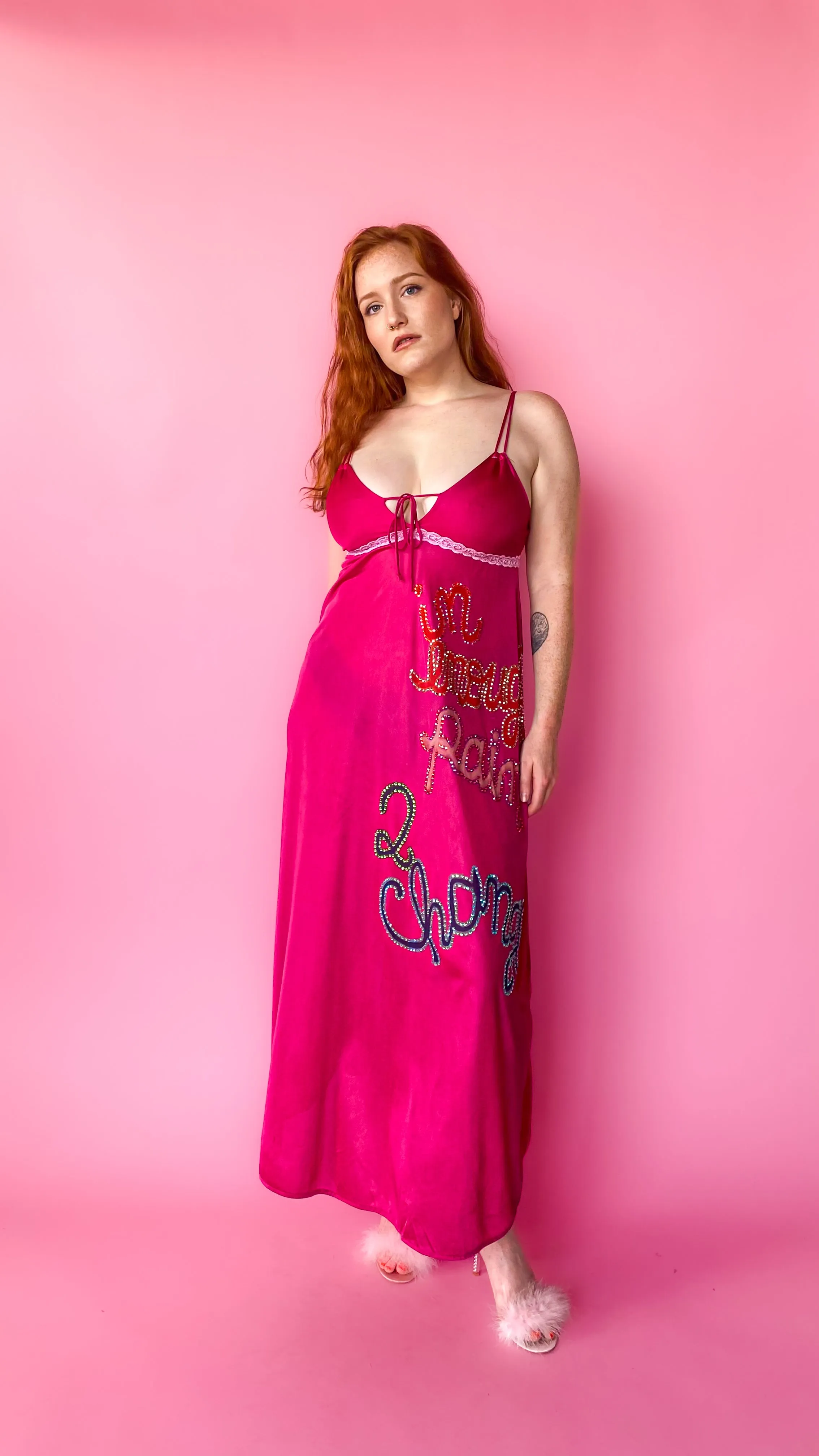 Acid Cat Fuchsia Maxi Slip Dress, sz. S/M