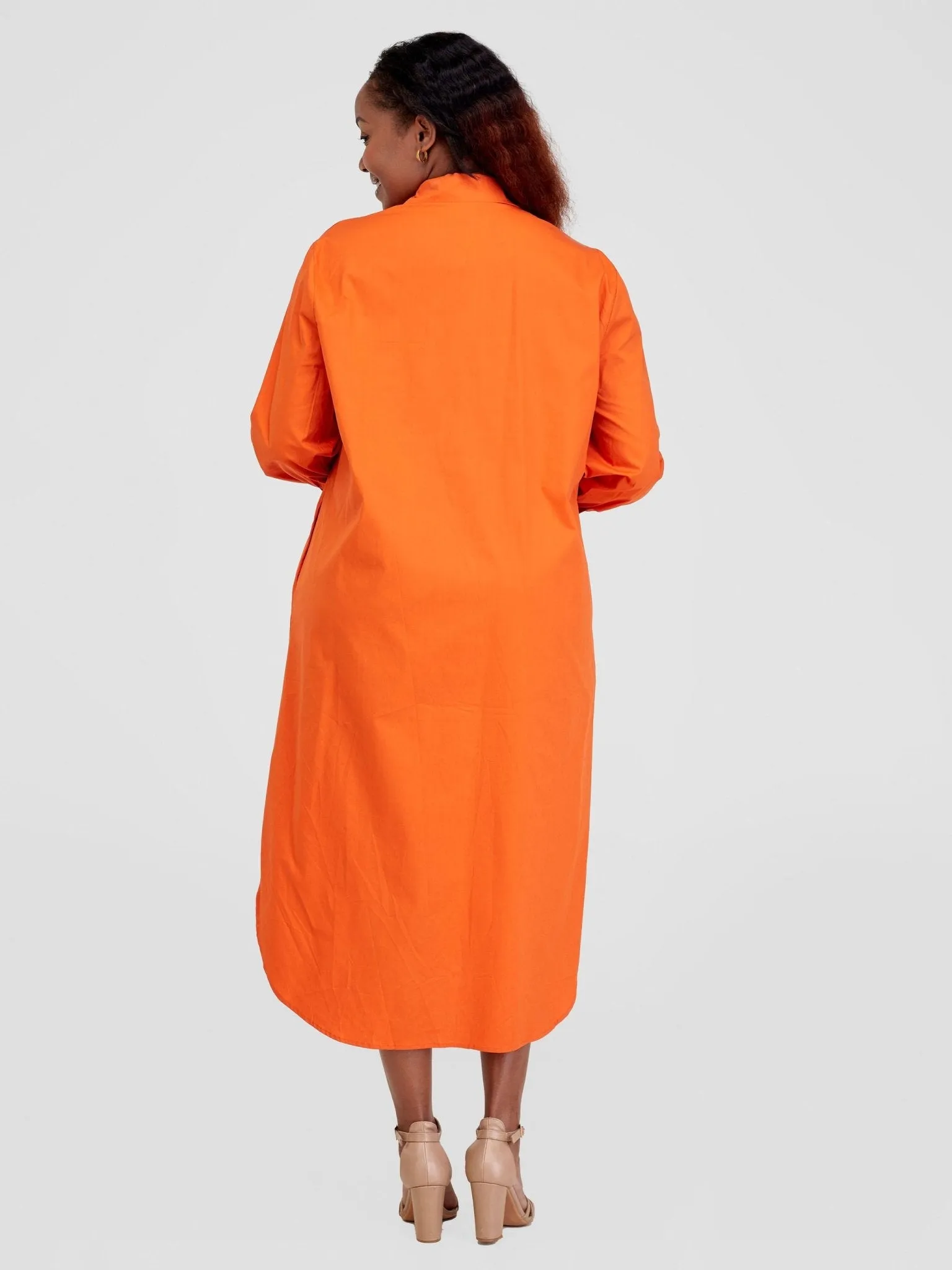 Alara Bishop Sleeve Maxi Shirt Dress - Orange