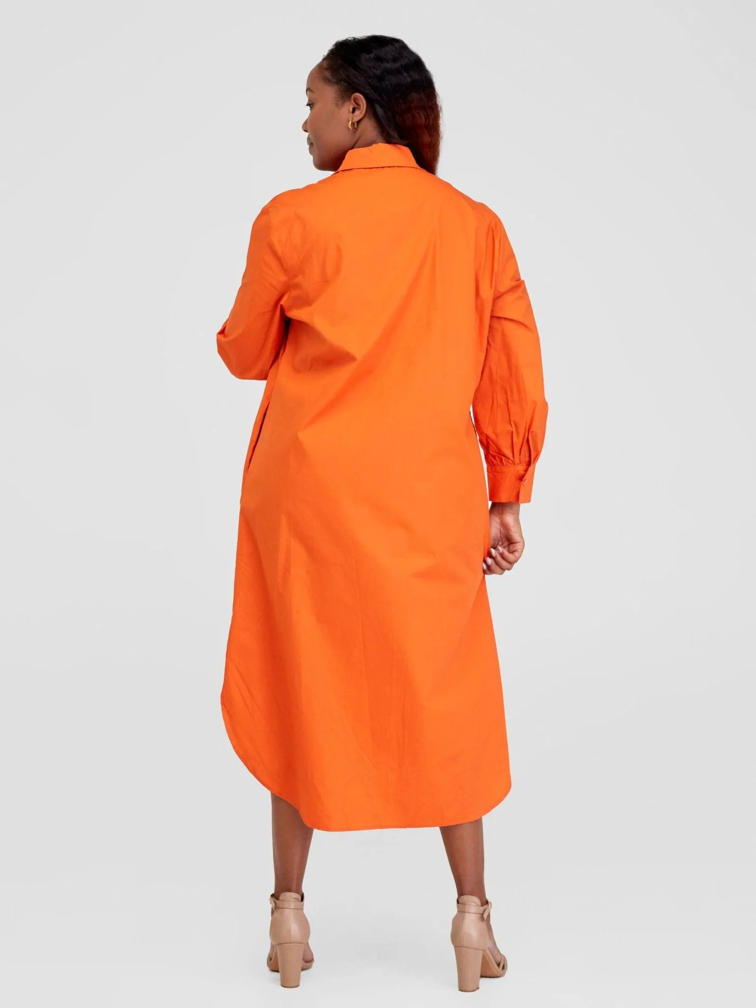 Alara Bishop Sleeve Maxi Shirt Dress - Orange