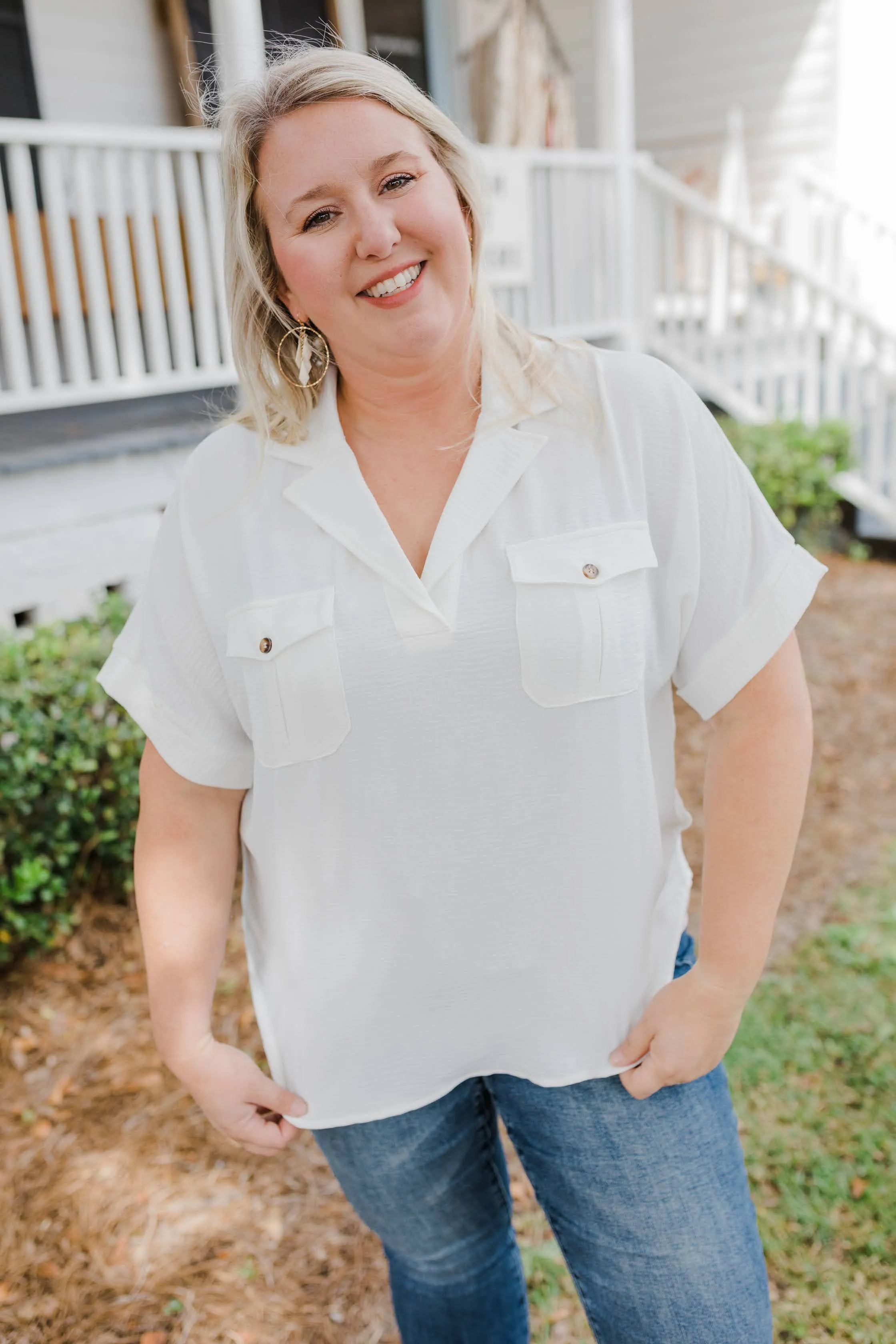 All Buttoned Up Curvy Top