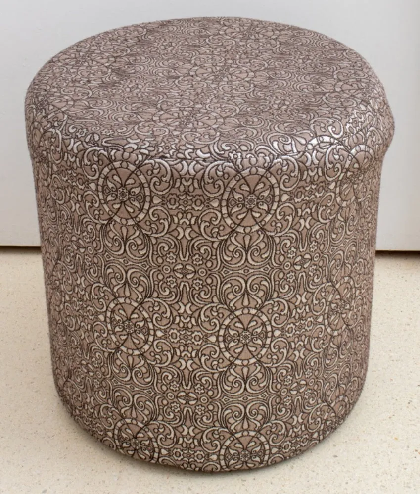 Antiqued Silver Lame Brocade Pouf