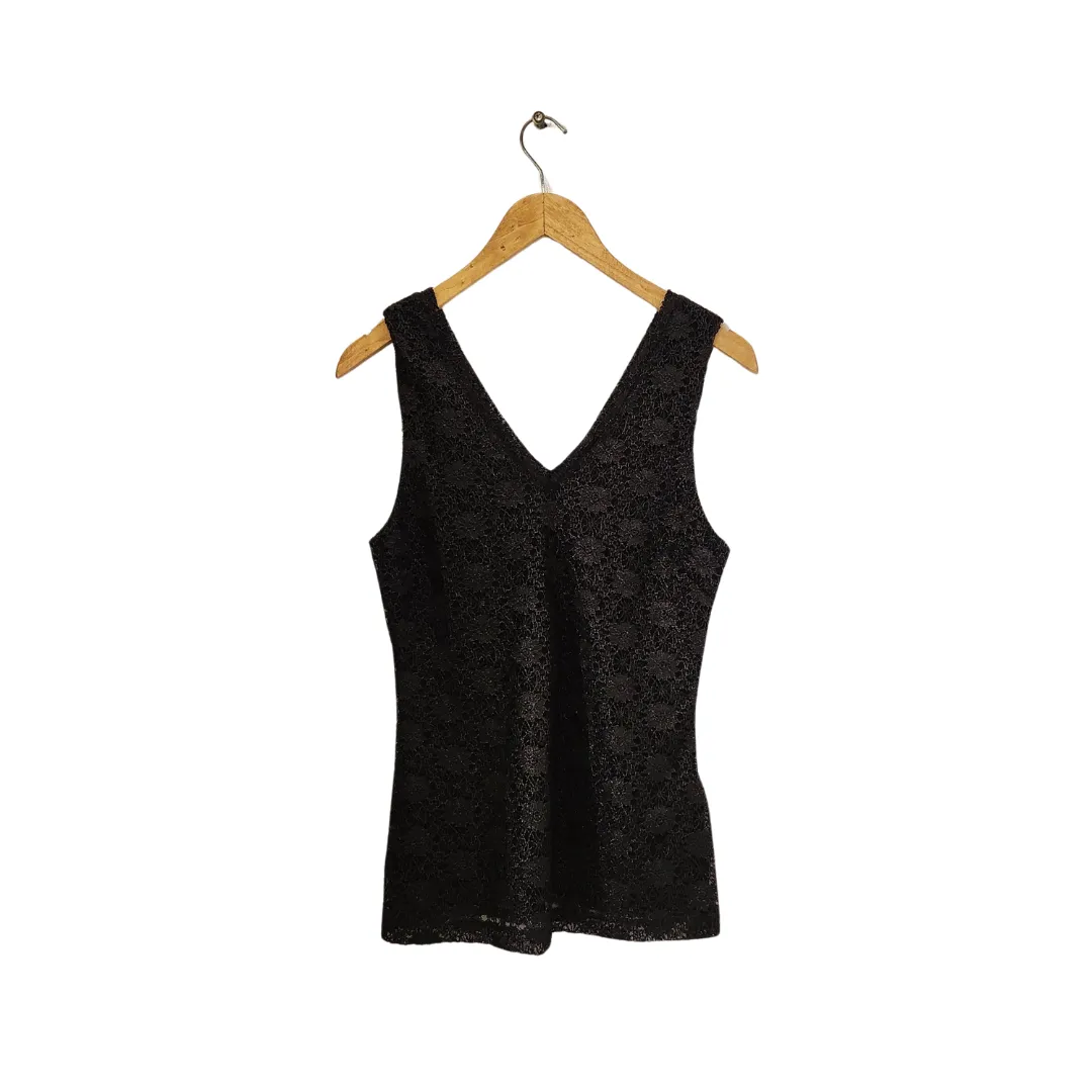 Banana Republic Black Metallic Net Sleeveless Top | Gently Used |