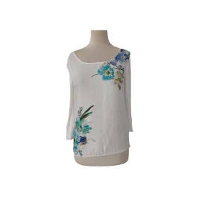 Bershka White Floral Print Top | Gently Used |