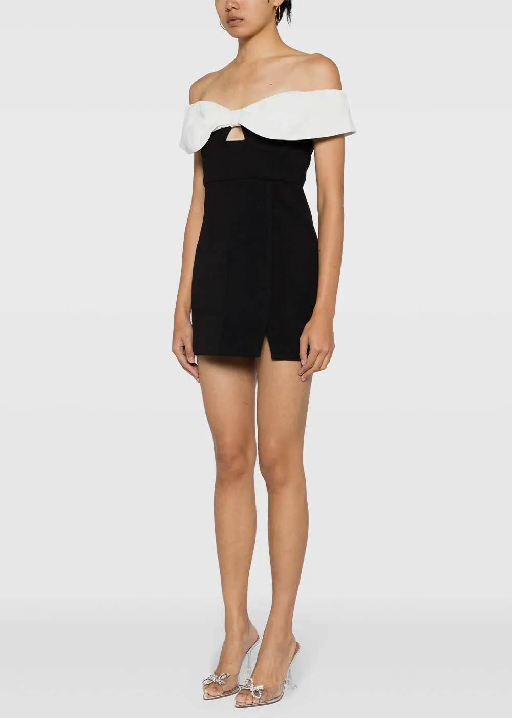 Black Bow-Trim Minidress