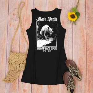 Black Death Rat Print Crew Neck Vest Dress