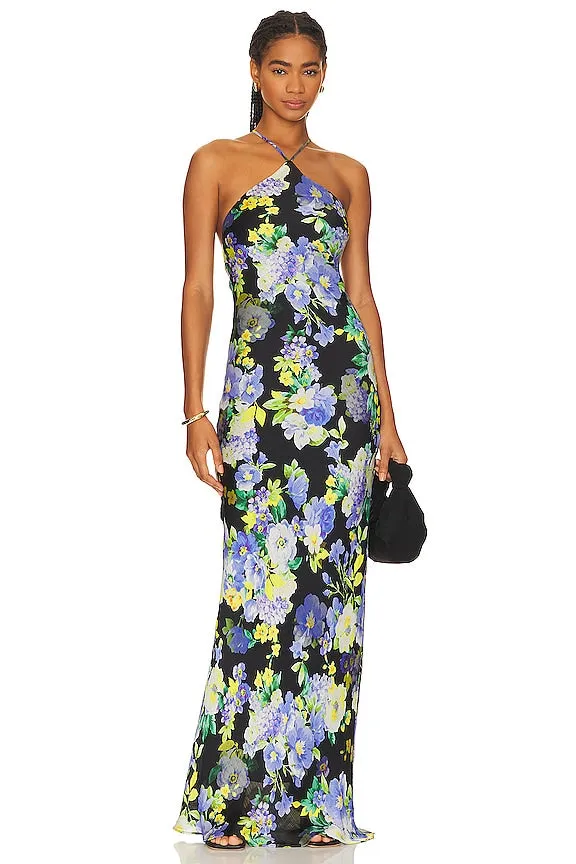 Bloom Floral Halter Neck Slip Maxi Dress