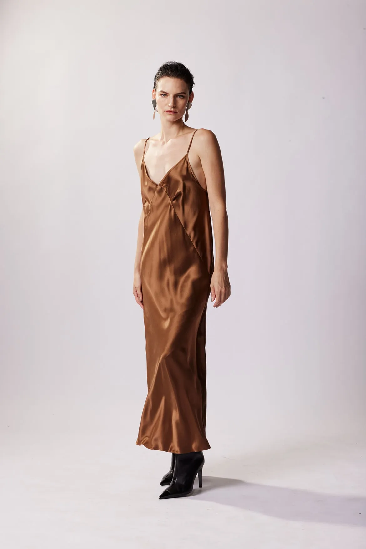 BM 7/8 Triangle Slip Dress - Walnut