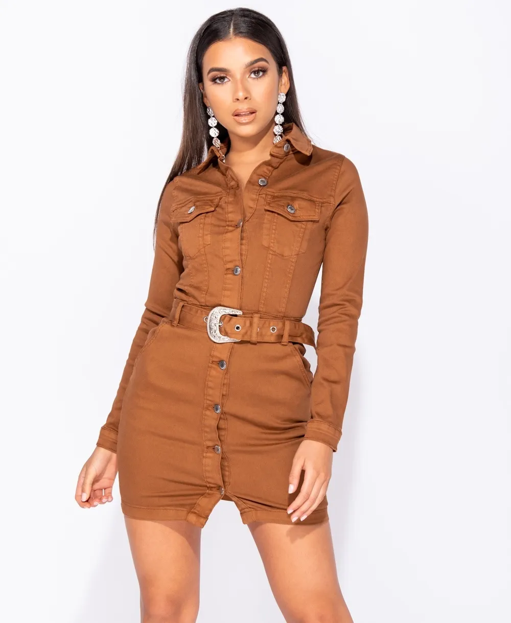 Brown Western Shirt Dress