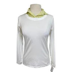 Callidae Practice Shirt in White/Chartreuse Stripe - Women's Small