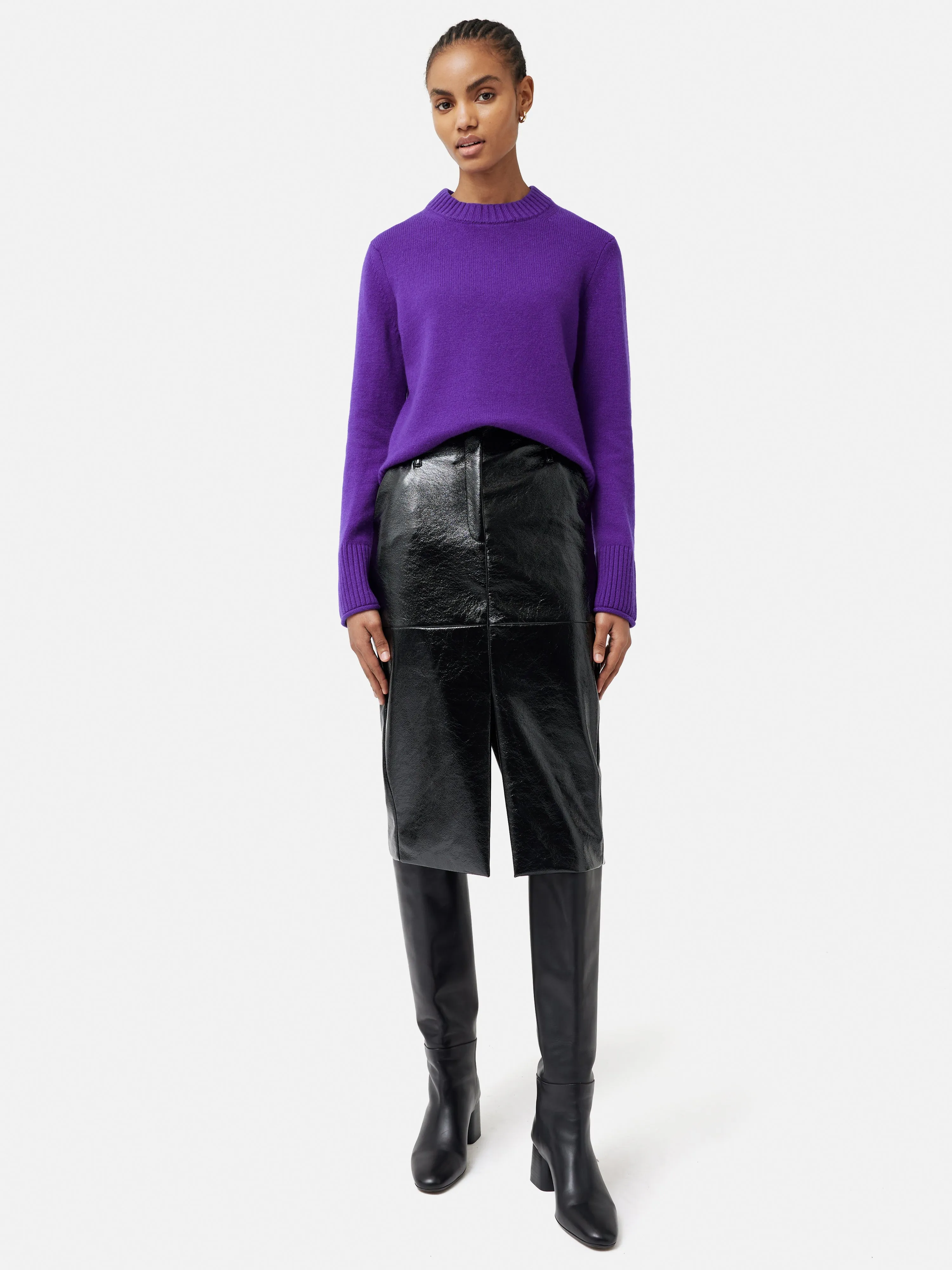 Compact Wool Cashmere Blend Jumper | Purple