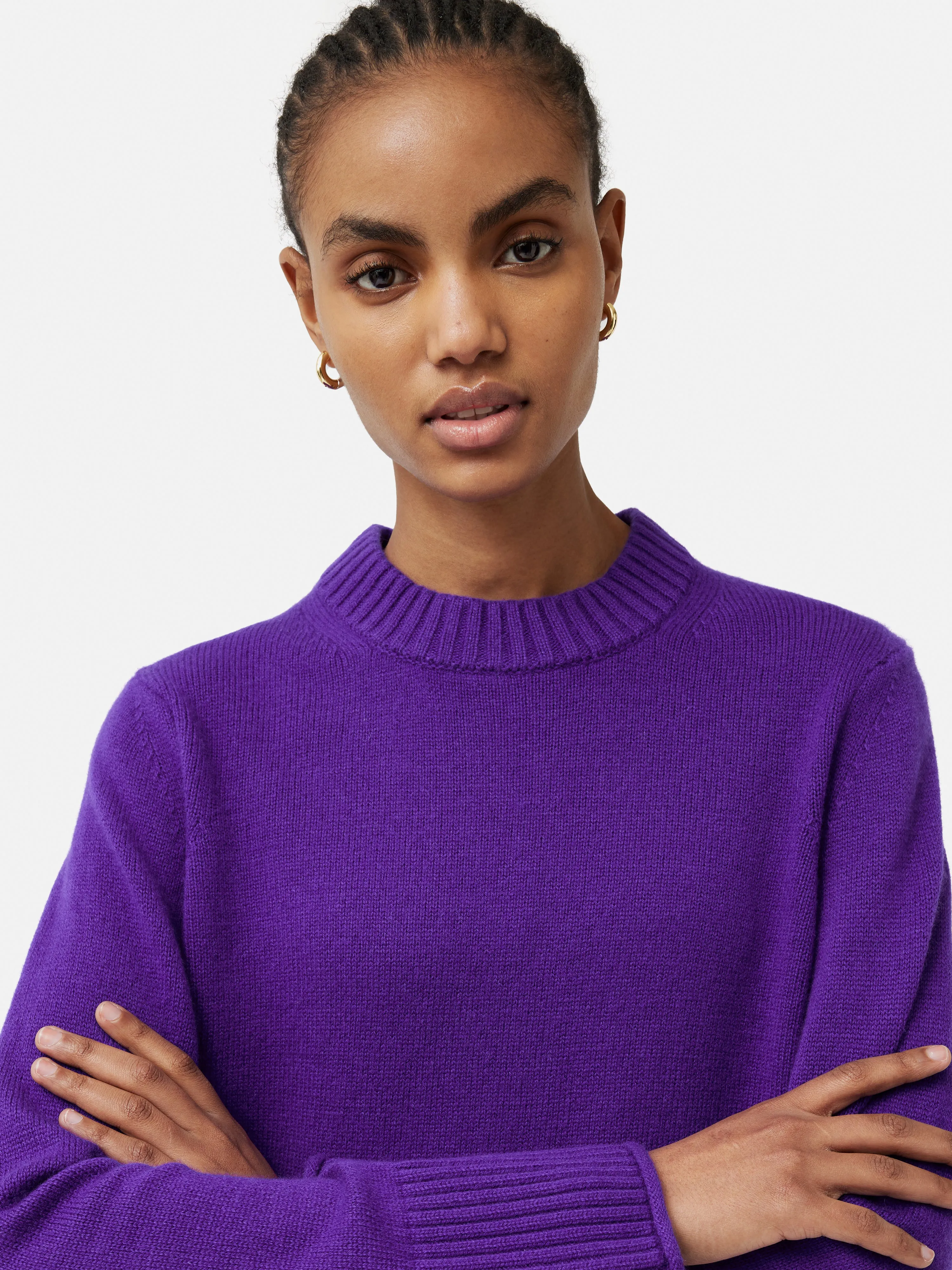 Compact Wool Cashmere Blend Jumper | Purple