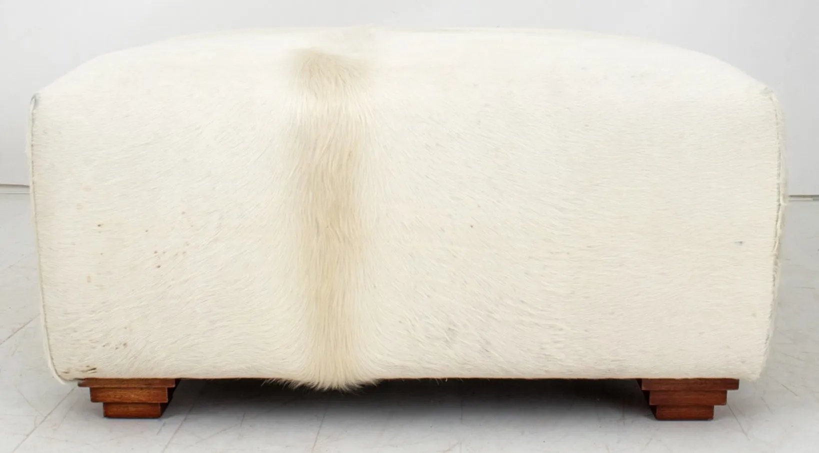 Cowhide Upholstered Storage Pouf or Ottoman