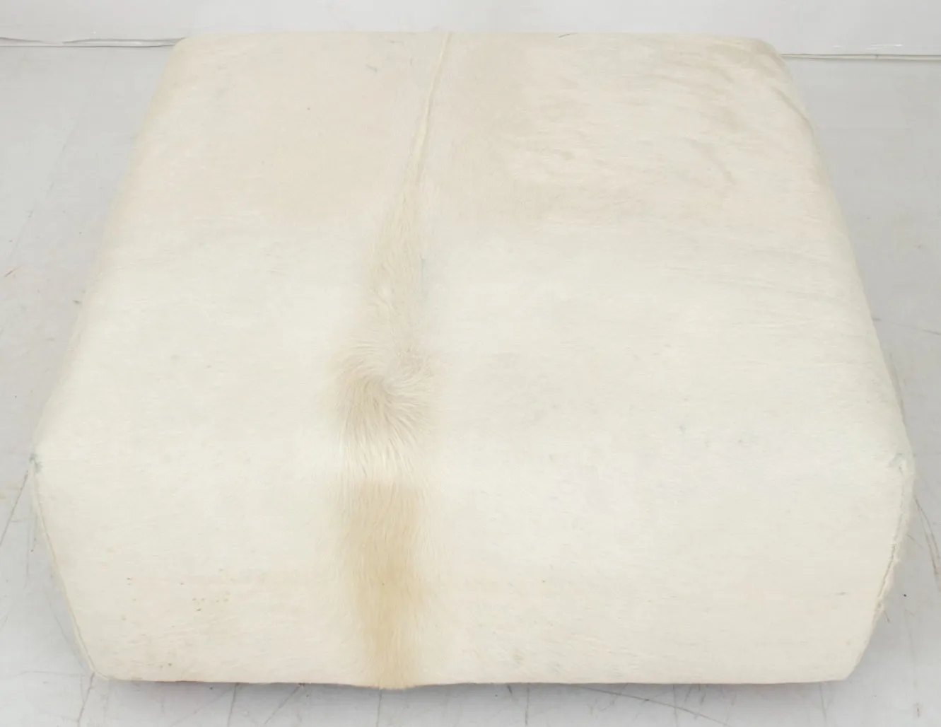 Cowhide Upholstered Storage Pouf or Ottoman