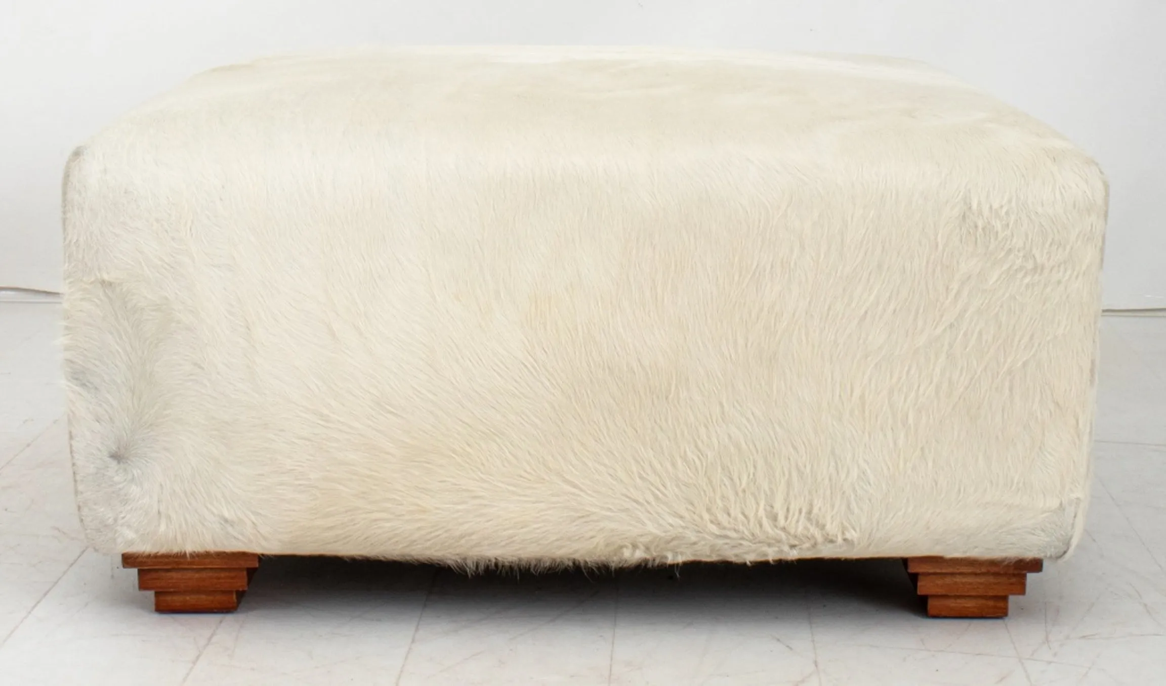 Cowhide Upholstered Storage Pouf or Ottoman