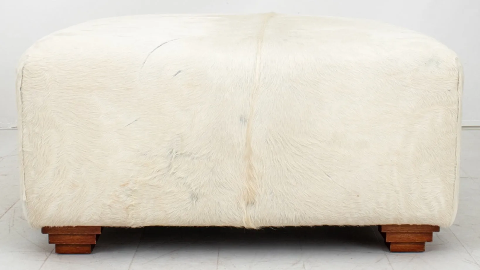 Cowhide Upholstered Storage Pouf or Ottoman