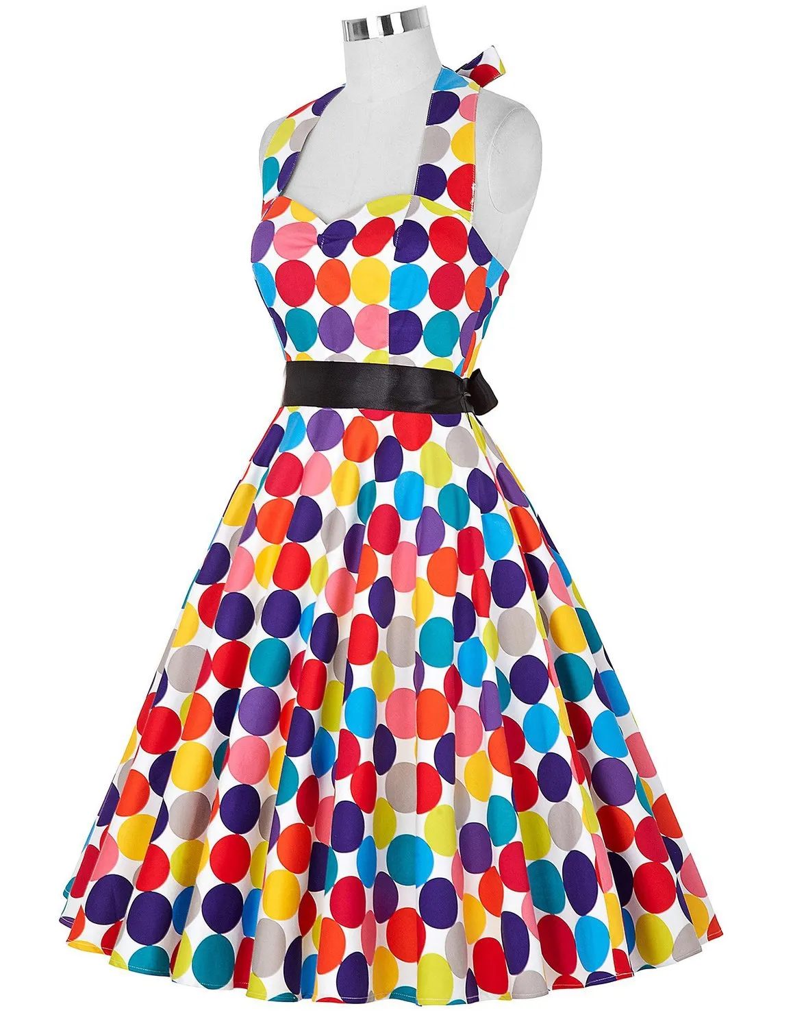 Dots Print Halter Dress