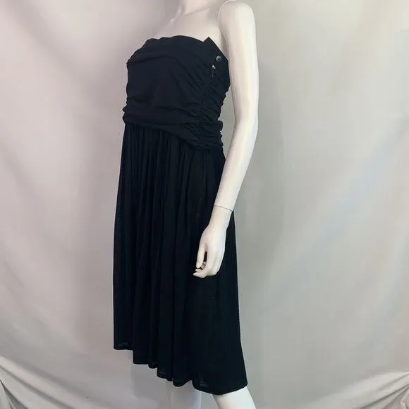 Escada black cinched top strapless dress