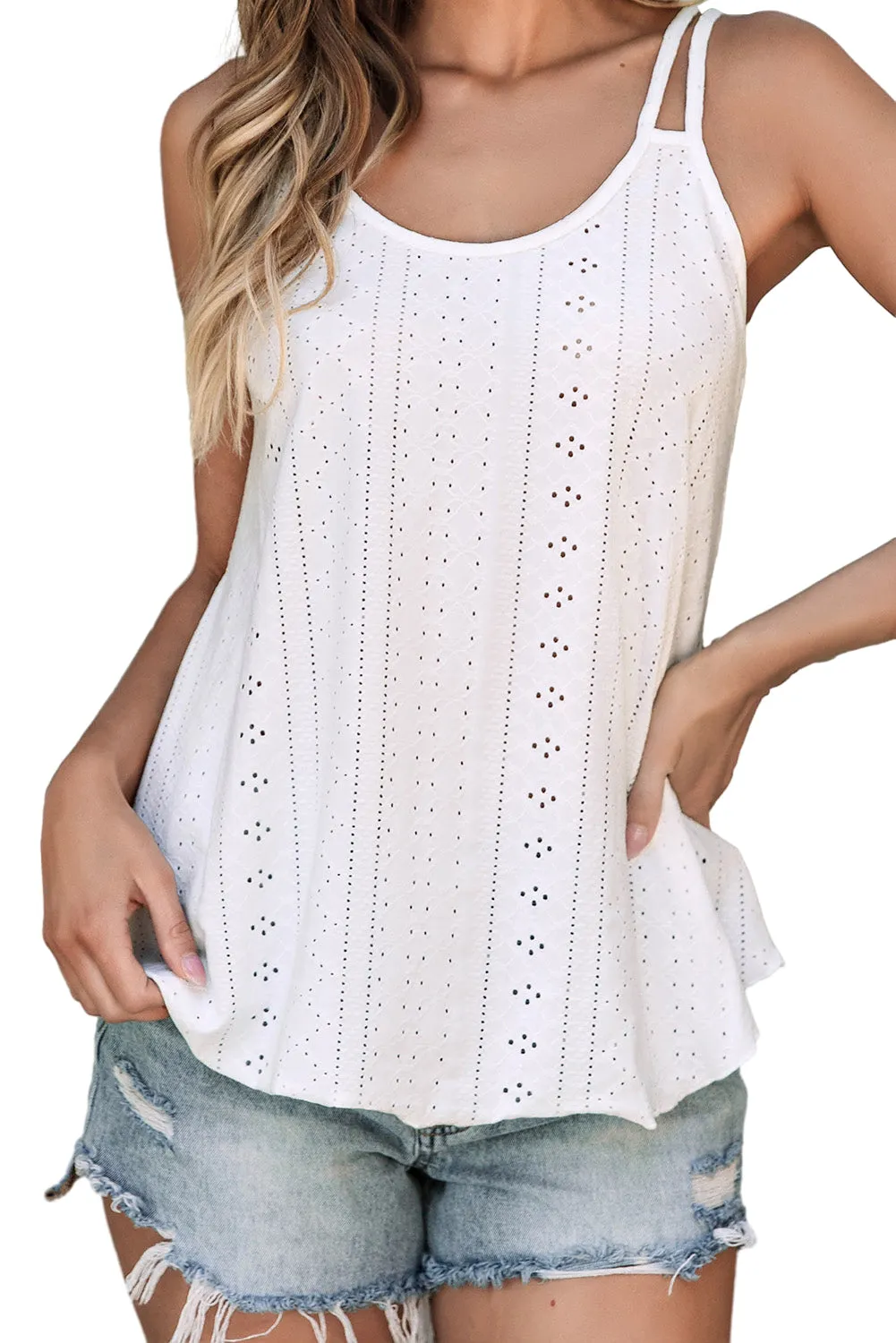 Eyelet Strappy Tank Top