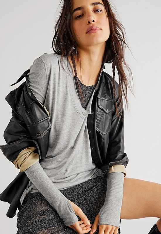 Free People - Fresh and Clean Top Heather Grey