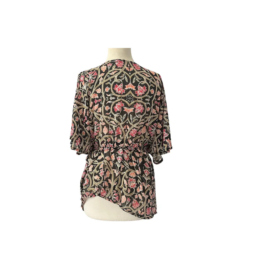 George Black Printed Cinched-waist Top | Gently Used |