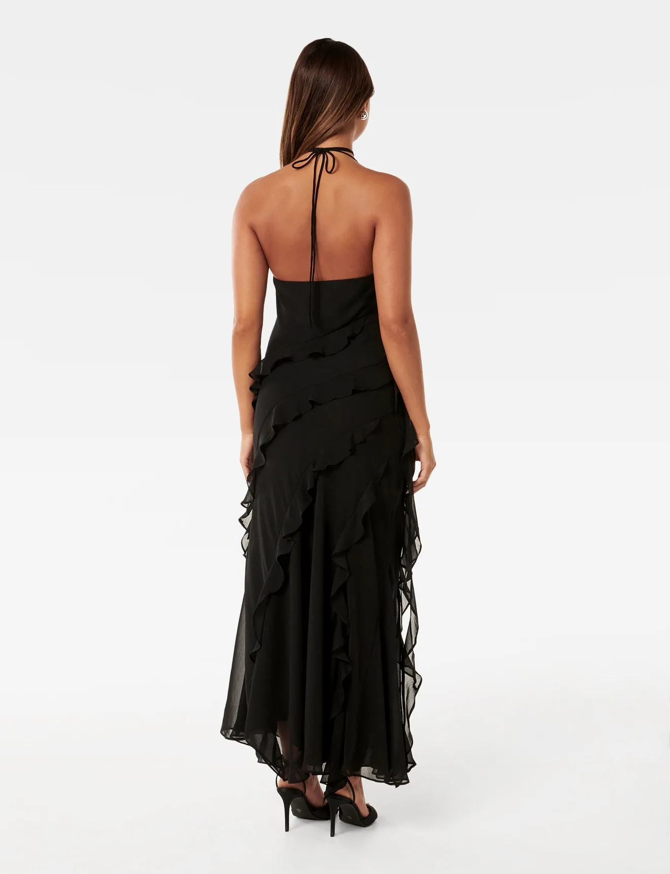 Georgia Ruffle Halter Midi Dress