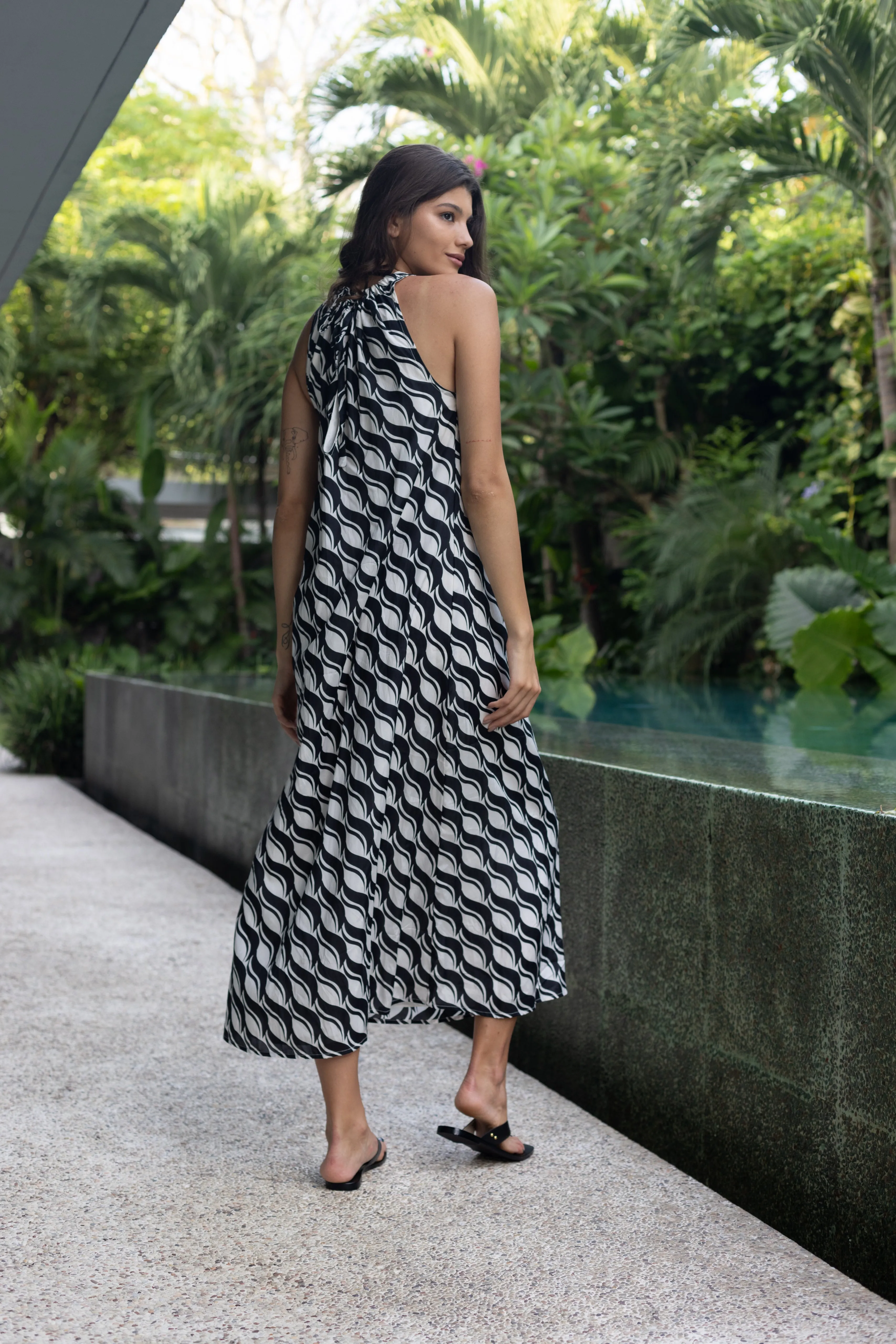 Glamour Dress -  Black/White Large Geometric Print