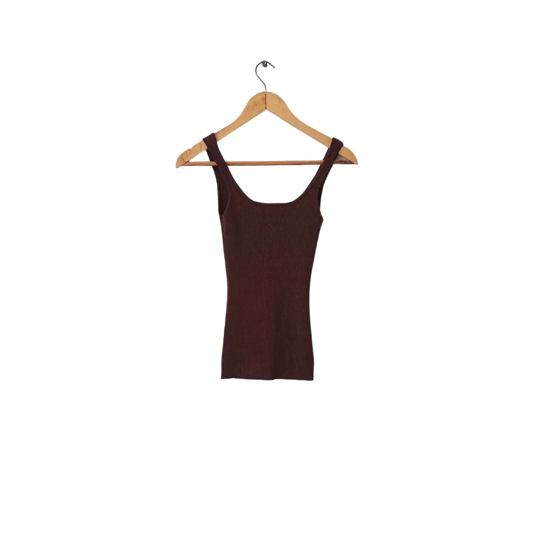 Guess Bronze Metallic Knit Sleeveless Top | Like New |