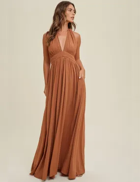 Halter Maxi Dress, Mocha