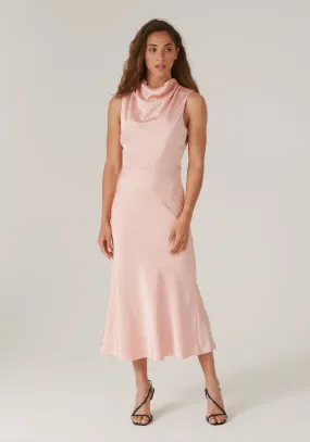 High-Neck Slip Dress in Rose Pink - Luxe Collection