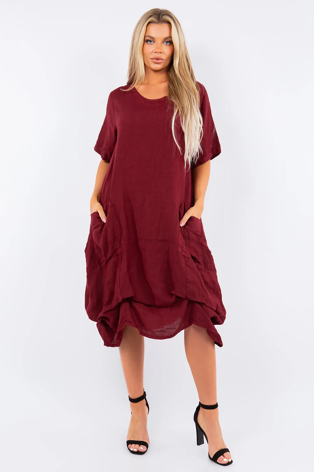 Long  Italian Linen Tie Bottom Dress