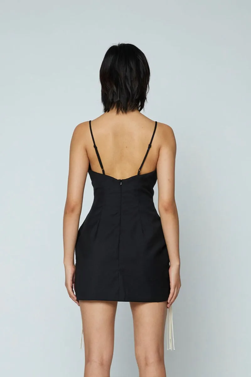 MACRAME MINI DRESS-BLACK