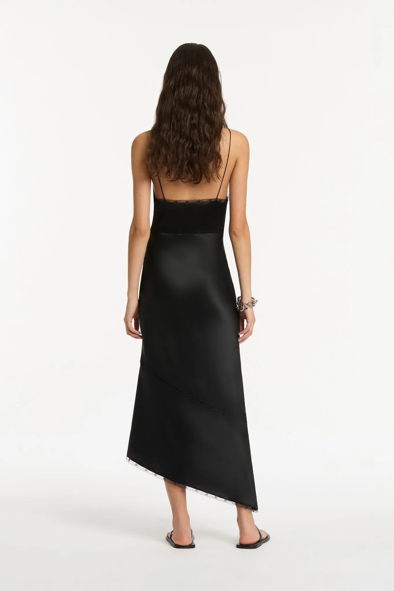 MARTINA V NECK SLIP DRESS-BLACK