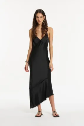 MARTINA V NECK SLIP DRESS-BLACK