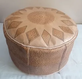 Moroccan pouf, Genuine Handmade Moroccan Leather Pouf, Brown Pouf Ottoman