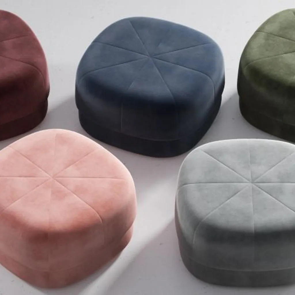 Normann Circus Velour Large Pouf Beige Large