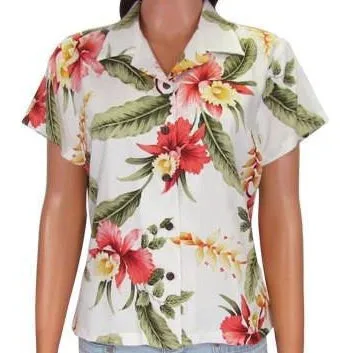 Orchid Floral Print Shirt | White