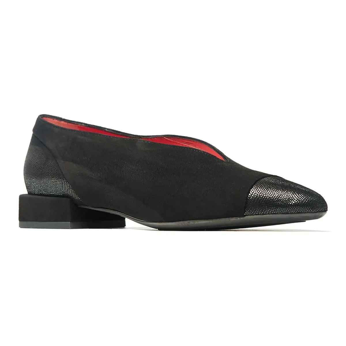 Pas De Rouge Women's Janet 4730 Black Suede/Lizard