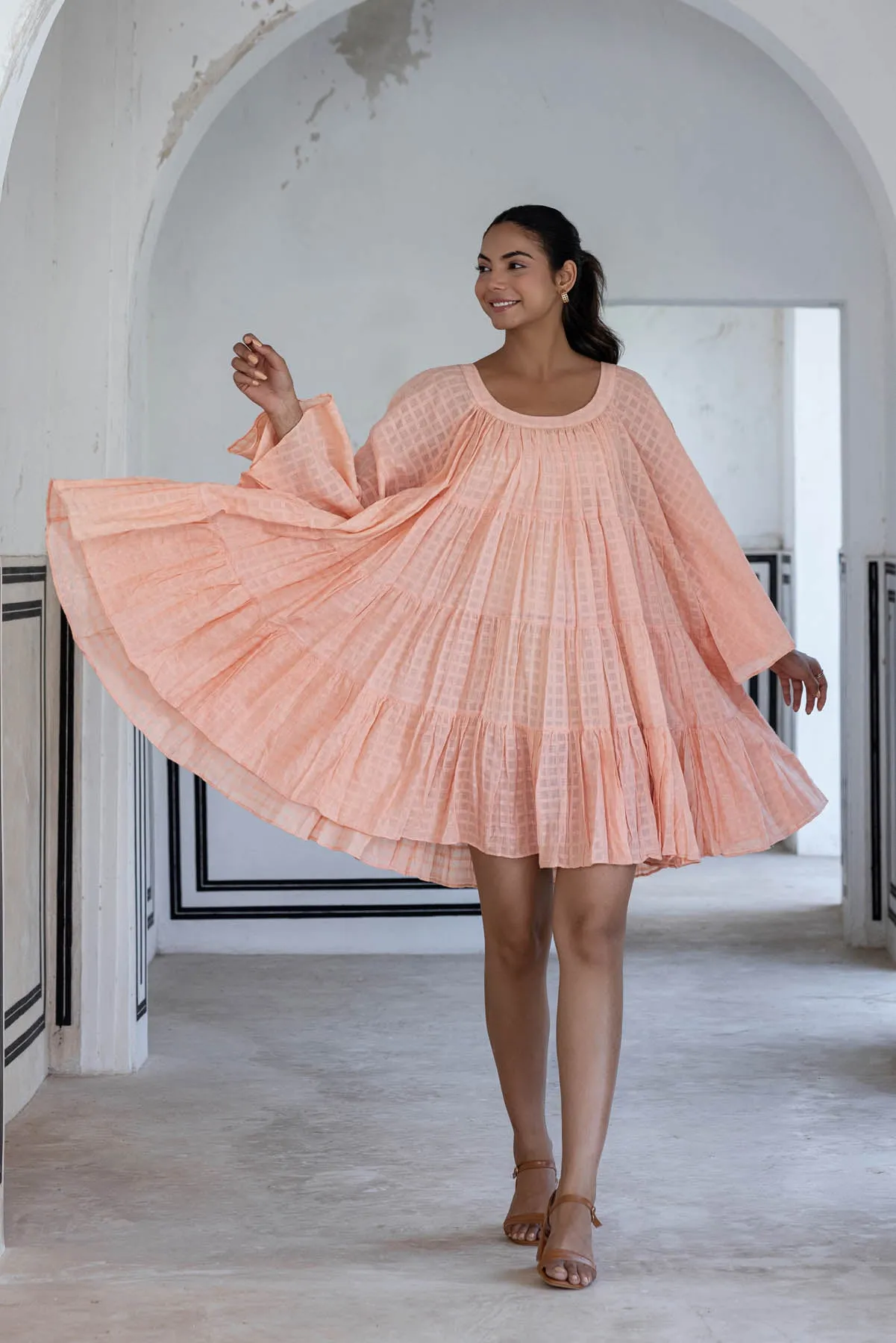 Peach Tiered Dress