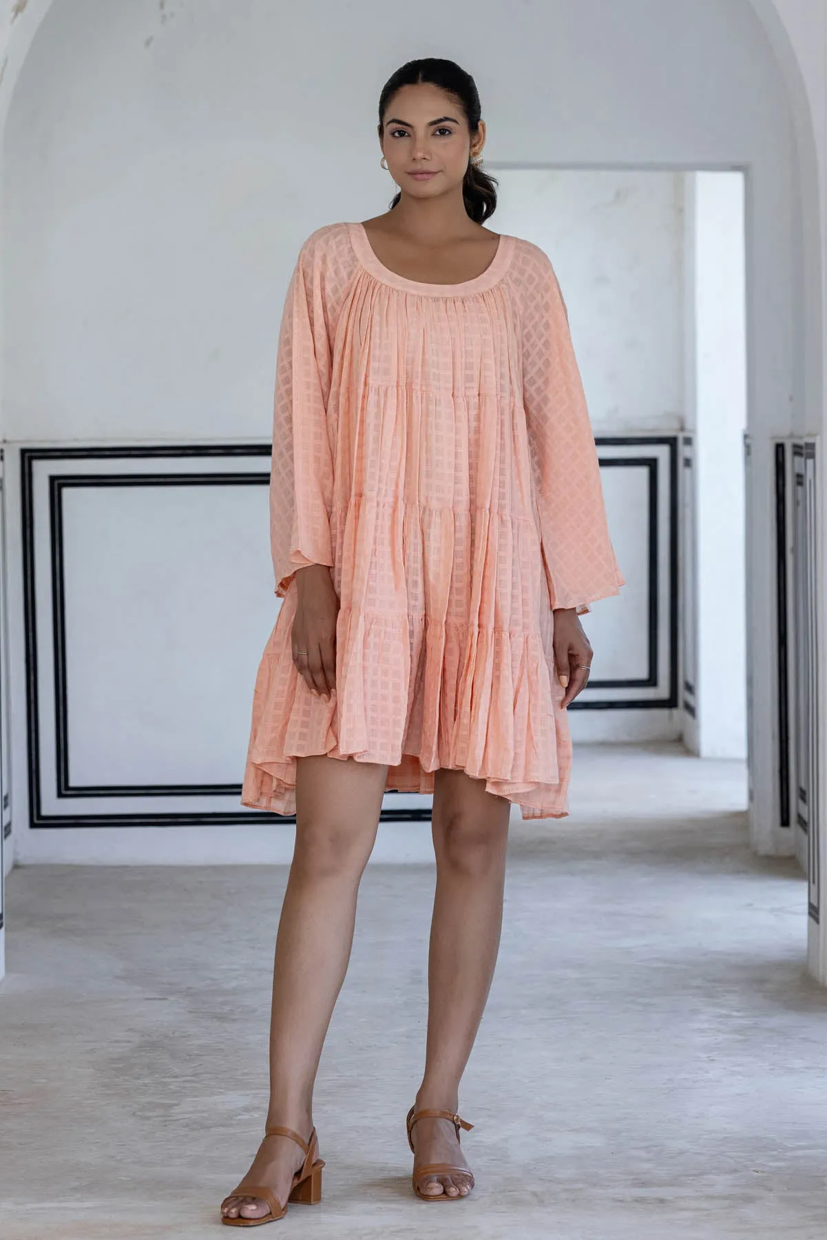 Peach Tiered Dress