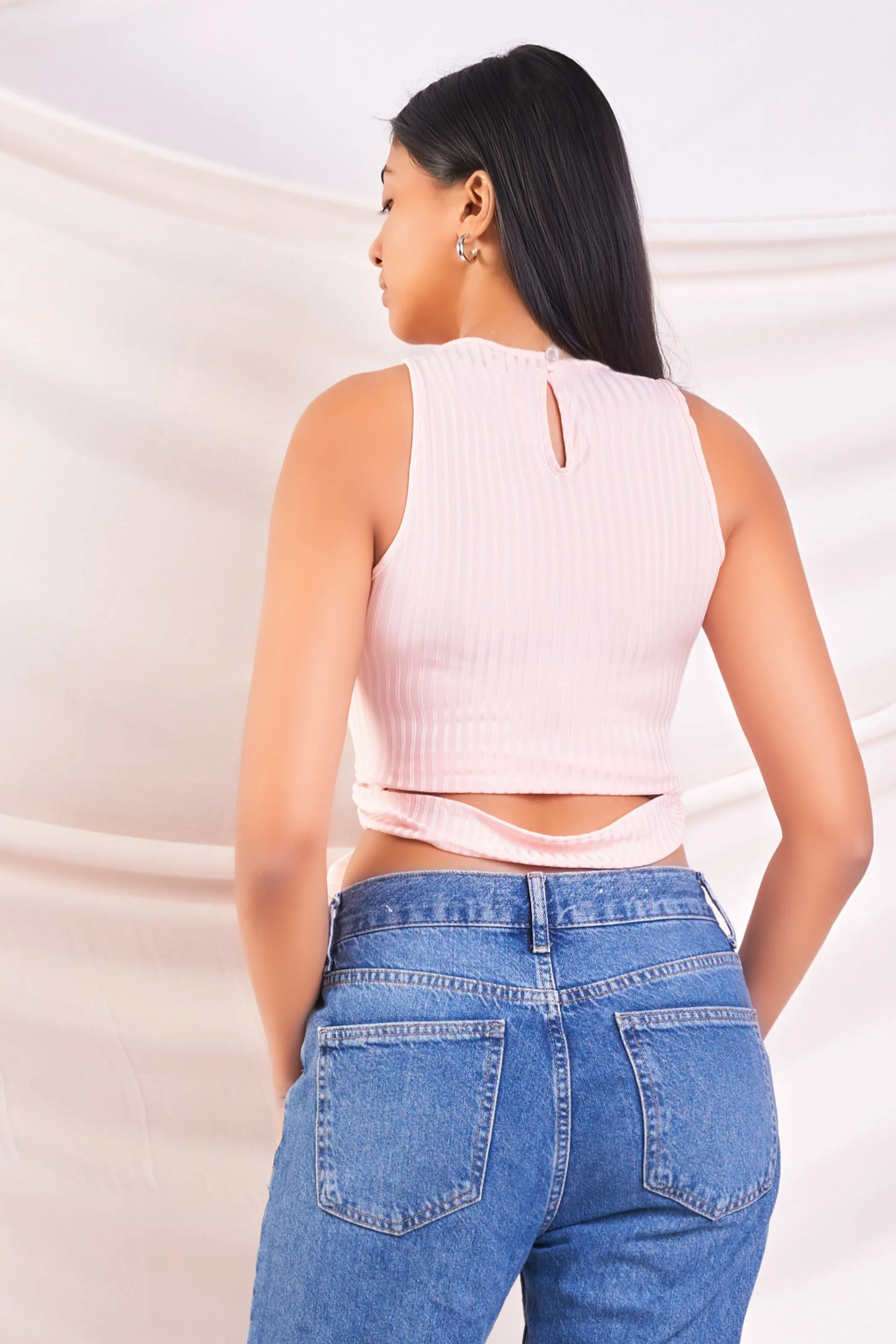 Pink Ribbed Crop Top