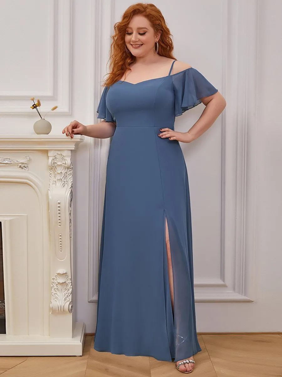 Plain Solid Color Plus Size Wholesale Chiffon Bridesmaid Dress