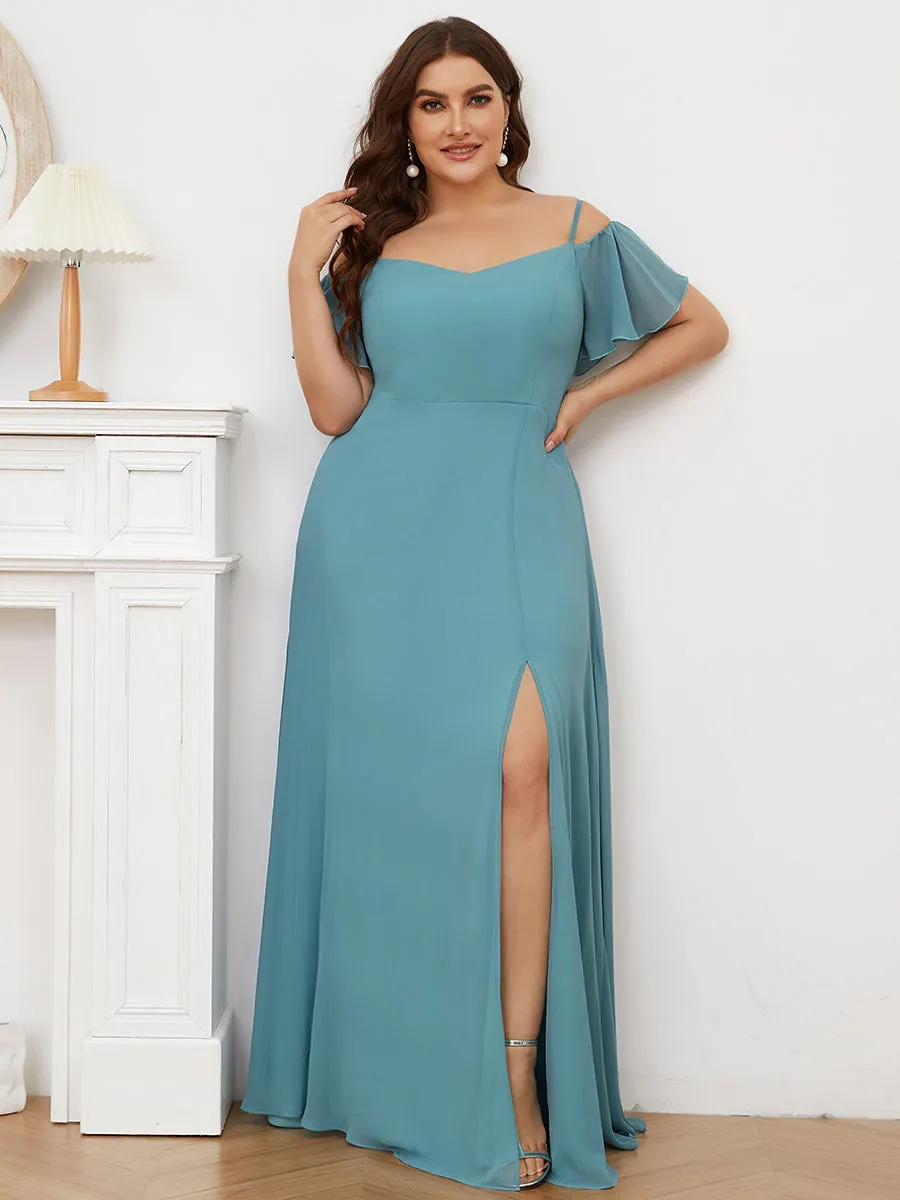 Plain Solid Color Plus Size Wholesale Chiffon Bridesmaid Dress