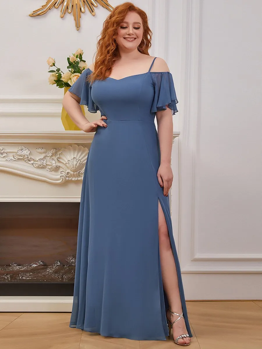 Plain Solid Color Plus Size Wholesale Chiffon Bridesmaid Dress