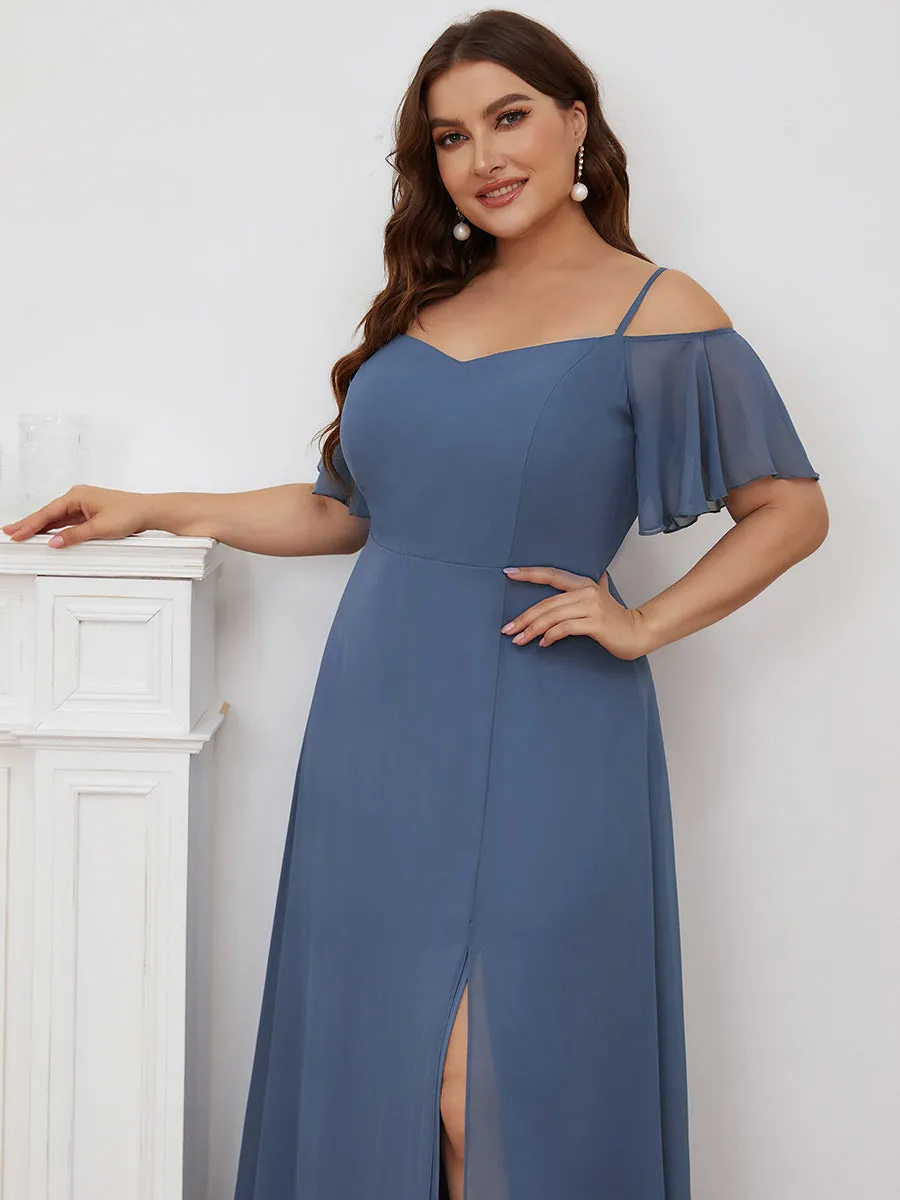 Plain Solid Color Plus Size Wholesale Chiffon Bridesmaid Dress