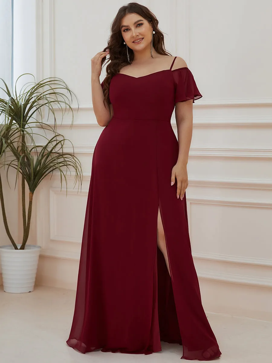 Plain Solid Color Plus Size Wholesale Chiffon Bridesmaid Dress