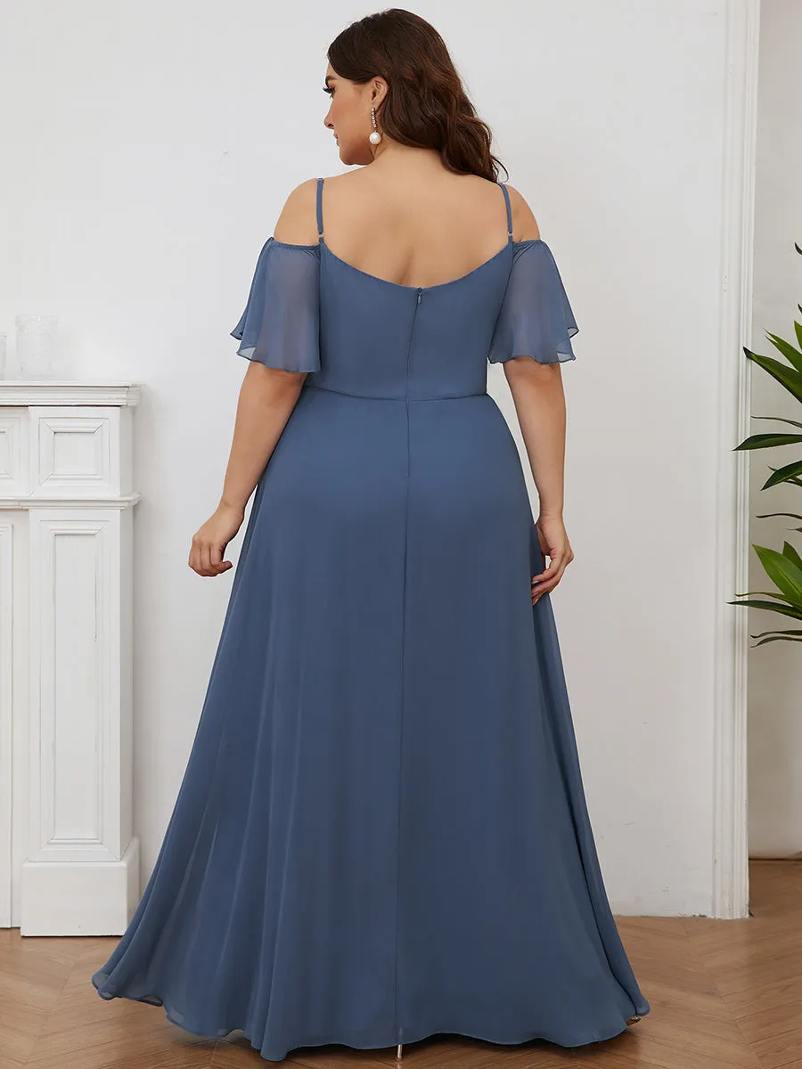 Plain Solid Color Plus Size Wholesale Chiffon Bridesmaid Dress